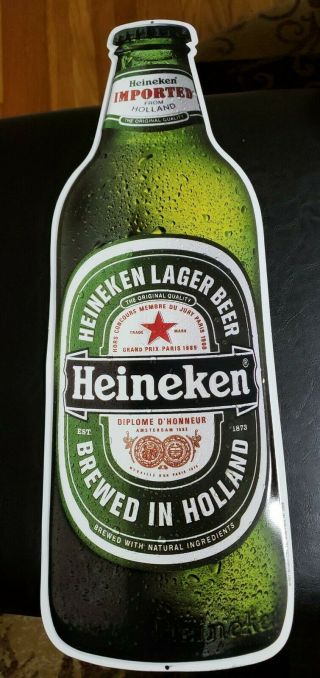 Vintage Heineken Beer Bottle Tin Tacker Sign 23 " Heineken Usa