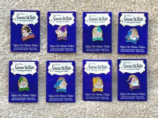 Disney Store Snow White And The Seven Dwarfs Video Release 8 Pin Set