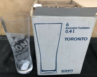 Set Of 6 Peroni Nastro Azzurro Etched Beer Glasses.  4l