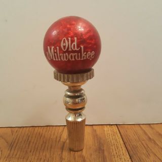 Vintage 1969 Old Milwaukee Beer Tap Handle Round Red