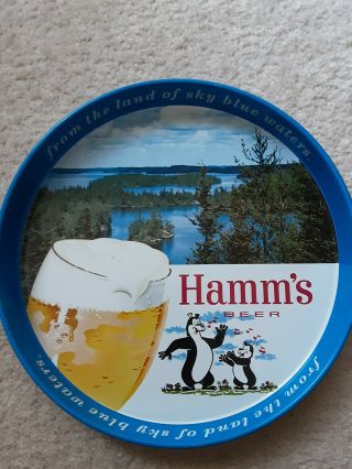 Vintage 12” 1950s Hamm’s Beer Dancing Singing Bears Metal Tray