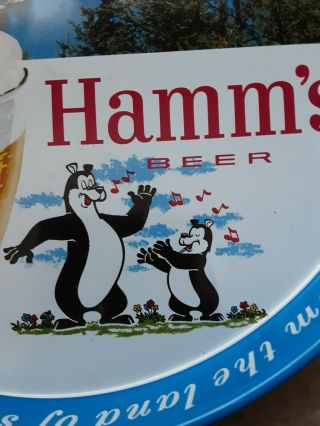 VINTAGE 12” 1950s Hamm’s Beer Dancing singing Bears Metal Tray 2
