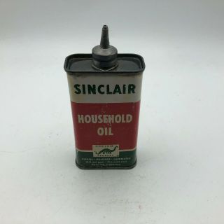 Vintage Sinclair Household Oil Dinosaur Lead Top 4 Oz.  Oiler Advertising Tin Can