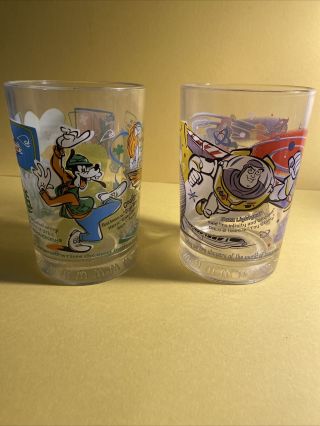 2 Mcdonald Disney Drinking Glass Cup Tumbler 100 Years Of Magic Mickey Mouse