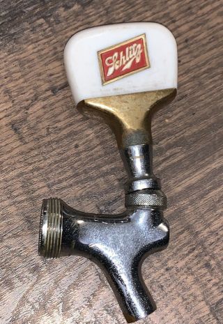 Vintage Schlitz Beer Advertising Porcelain/brass Tap Handle Tapper Knob Pull Old