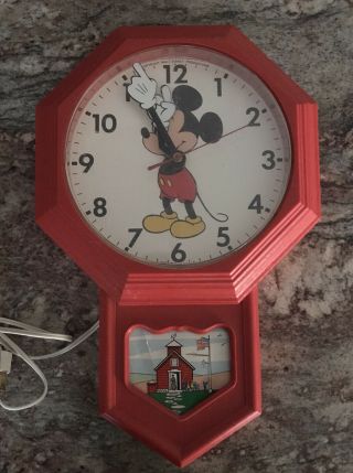 Mickey Mouse Red Plastic School Clock