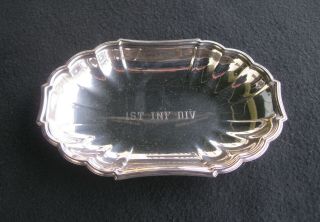 1st Infantry Division,  Calling Card Tray.  Silverplate,  8 3/4 X 5 1/2 ",  Gift Box.