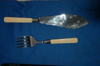 Vintage Boxed Epns Silver Plates Cake Knife/server And Fork