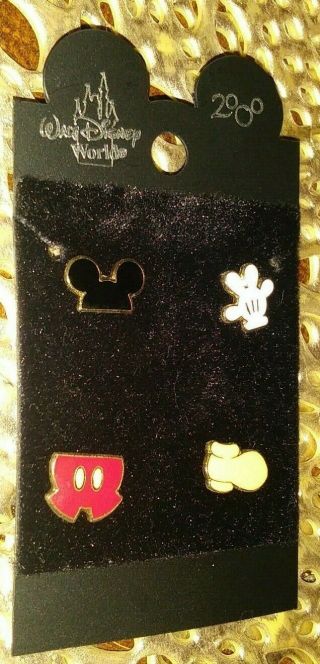 Wdw Walt Disney World Mickey Mouse 4pc Pin Set Ears Glove Shoe Shorts Very Cool