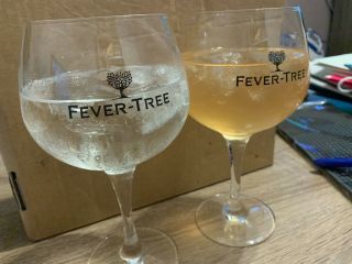 2 X Dartington Crystal Fever - Tree Balloon Gin Glasses 100 Authentic Christmas