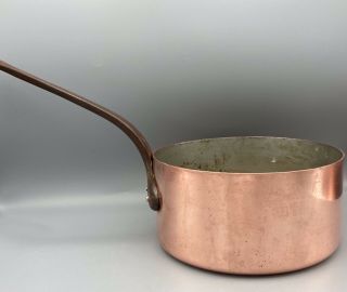 Vintage French Heavy Copper Pot Sauce Pan Cookware Iron Handle 2