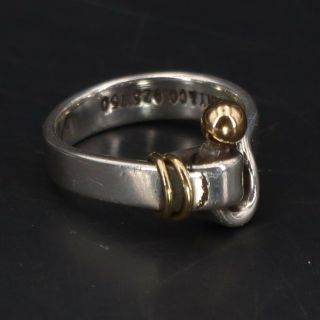 Vtg Sterling Silver & 18k Gold - Tiffany & Co.  Hook & Eye Ring Size 5 - 4g