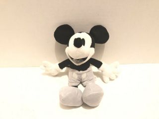 Disney Parks Mickey Mouse Black White Gray Plush Doll 9 " Classic
