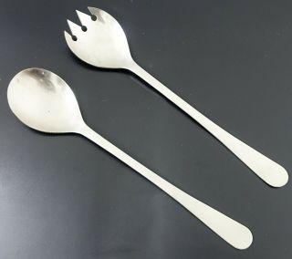 Vintage Modern Silver Plated Italy Serving Salad Spoon & Fork Set 9 1/4 " Long