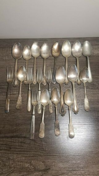 20 Vintage Silver Plate Serving Spoons,  Spoons,  Forks - Crafts