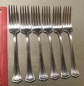 Antique Vintage Set Of 6 Dinner Forks Wm A.  Rogers Silver Plated Rrr 7 1/2”