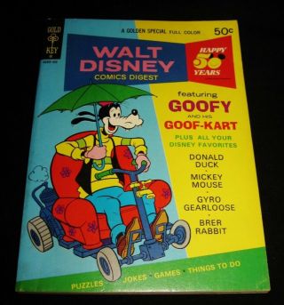 Walt Disney Comics Digest 43 Goofy & His Goof - Cart Golden Gold Key 1973