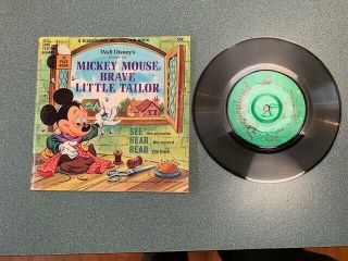 Vintage Disney Mickey Mouse Brave Little Tailor Read Along Book And Record 334