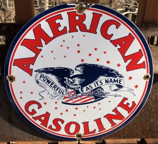 Old Vintage American Gasoline Porcelain Gas Oil Service Station Rack Pump Plate