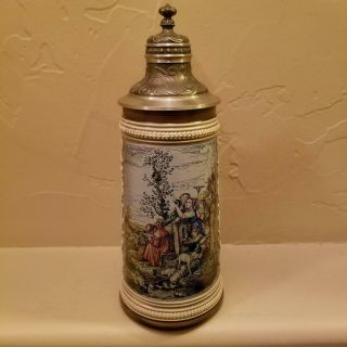 Vintage Gerzit (gerz) German Beer Stein Mug W/ Pewter Lid