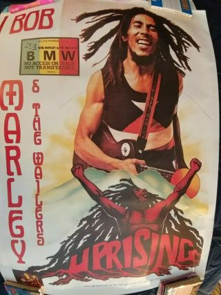 Vintage Bob Marley & The Wailers Uprising Tour Subway Poster 55 X 39.  5
