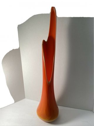 Vintage L.  E.  Smith " Bittersweet " Orange Slag Glass Swung Vase 24” Tall