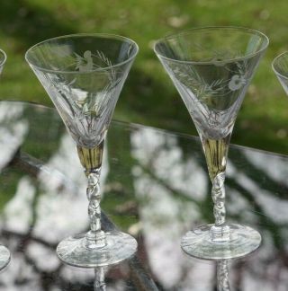Vintage Etched Cocktail Glasses,  Set Of 4,  Vintage 8 Oz Champagne Glasses