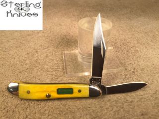 2 - 3/4 " Closed 2013 Case 6220 2 - Blade John Deere Yellow Peanut Ss Pocket Knife