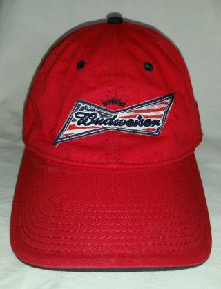 Sharp Red Embroidered Budweiser Patch Sports Ball Cap Hat