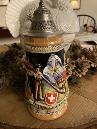 King Limited Edition Beer Stein Switzerland A 4889 Handmade Pewter Top