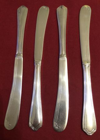 Set Of 4 Vintage Silver Plated Art Deco Butter Knives C.  1920 - 1940