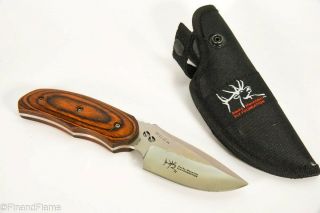 Vintage Rocky Mountain Elk Foundation Buck Knife In Sheath Rj2