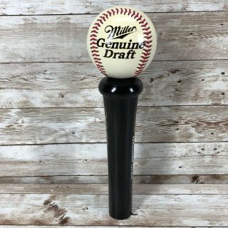 Miller Draft Beer Baseball On Bat Tap Handle