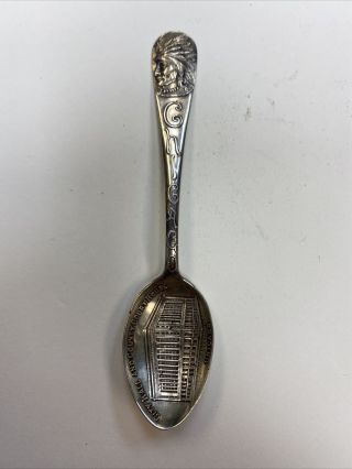 Colorado Indian Head Sterling Silver Souvenir Spoon 7.  8 Grams Chicago City Hall