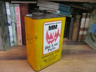 Minneapolis Moline Hot Line Parts Hydraulic Fluid 1 Gallon Oil Can Empt Vintage