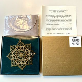 Vintage 2007 Metropolitan Museum Of Art Mma Sterling/gold Star Ornament Orig Box