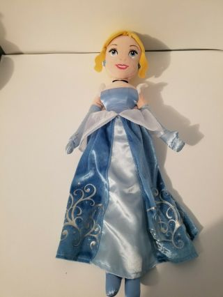 21” Disney Store Cinderella Plush Princess Stuffed Doll Toy Blue Silver Dress