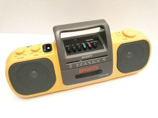 Sony Sports Mega Bass Cfs - 904 Yellow Vtg Boombox Radio Cassette Player