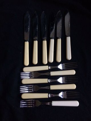 Very Old Vintage Unity Chrome Plate Canteen Cutlery Items,  Fish Service