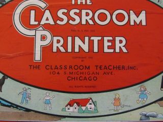 Vintage 1932 THE CLASSROOM PRINTER Rubber Stamps Set with Wooden Case 2