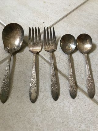 Vintage National Silver Co.  1930’s Silverplate Serving Spoon,  2 Serving Forks