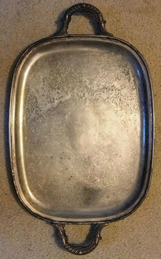 Large Vintage Silverplate Serving Tray W Handles 23” X 13 3/4”