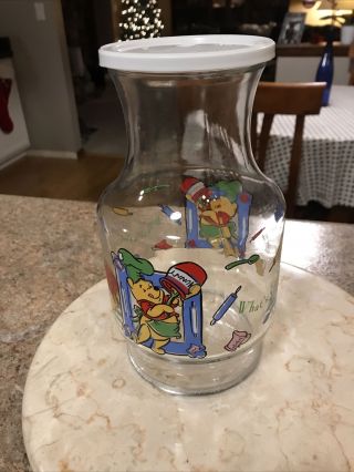 Disney Winnie The Pooh Juice Carafe Glass What’s Cooking Pooh Anchor Hocking