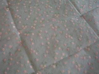Vintage Fabric Light Blue Sheer W Pink Flocked Flowers 2 Yards X 44 " Wide
