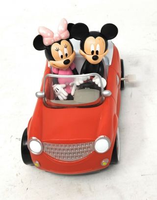 Disney Mickey Mouse And Minnie Mouse Wind Up Toy Car - 3.  5 " Long