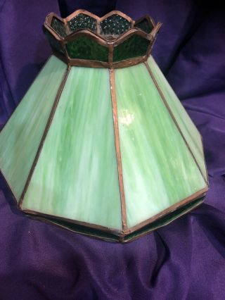 Vintage Tiffany Style Slag Stained Glass Green Lamp Shade