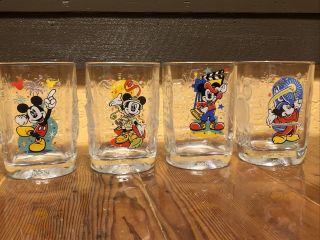 Set Of 4 Walt Disney World Mcdonalds Mickey Mouse 2000 Celebration Glasses