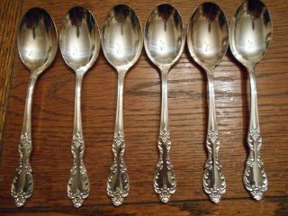 6 Rogers 1959 Grand Elegance Pattern Place Or Oval Soup Spoons Is Silverplate