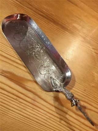 Antique Epns Silver Plate Crumber Tray Scoop Decoratively Etched Design 24.  5cm