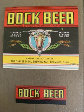 Vintage Irtp Bock Beer The Christ Diehl Brewing Bottle And Neck Label